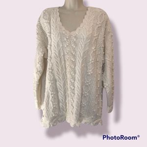 Sold 😇 EXPRESS | White Tricot Pom-Pom Handknit Sweater M